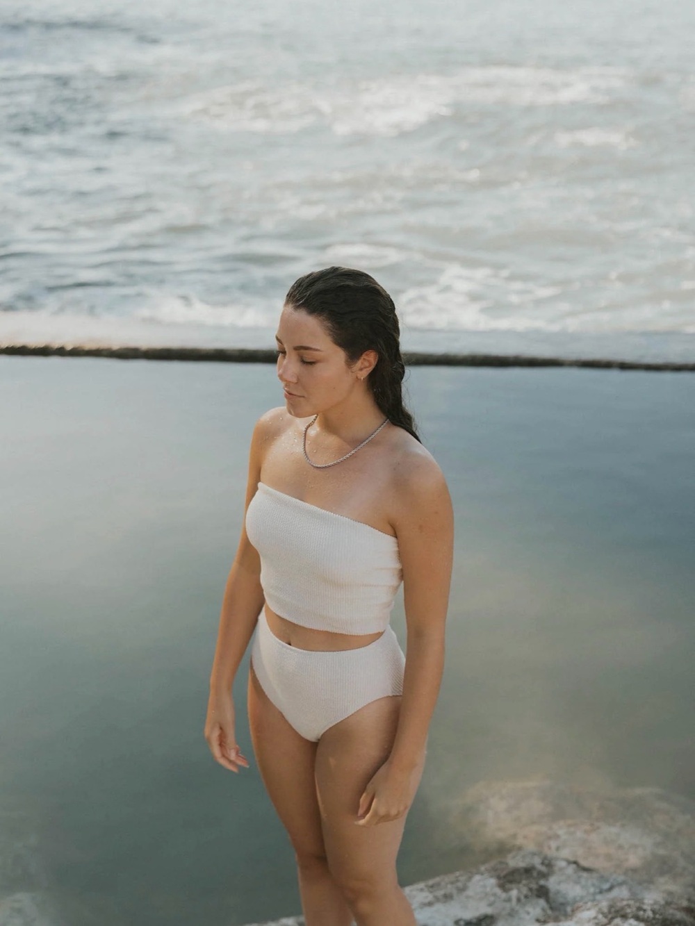 Geode Swimwear | High Tide White Crinkle Textured Two-Piece Suit - Picture 4 of 11